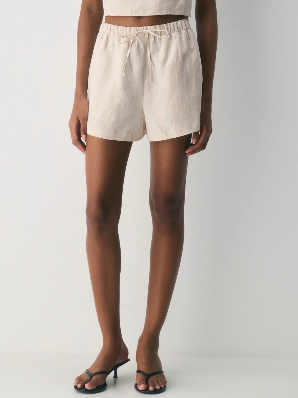 Aritzia The Lodge Short Mini CruiseLinen Linen Blend Striped Shorts S